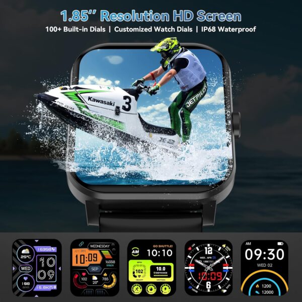 Smart Watch 1.85'' HD for Men Women, Bluetooth Call, Fitness Tracker, Heart Rate, IP68, Android iOS - Image 4