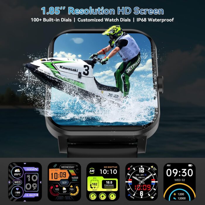 Smart Watch 1.85'' HD for Men Women, Bluetooth Call, Fitness Tracker, Heart Rate, IP68, Android iOS - Image 4