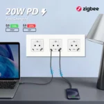 BSEED Zigbee Smart AC Socket EU Power Sockets With USB Type-c Fast Charging Ports Tuya Smart Life Alexa App Plastic Frame White - Image 3