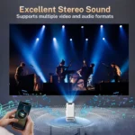 Mini Projector 1080P 4K Support with WiFi 6 & Bluetooth 5.4 Built-in Apps TV Android 11 Auto Keystone Outdoor Portable Beamer - Image 5