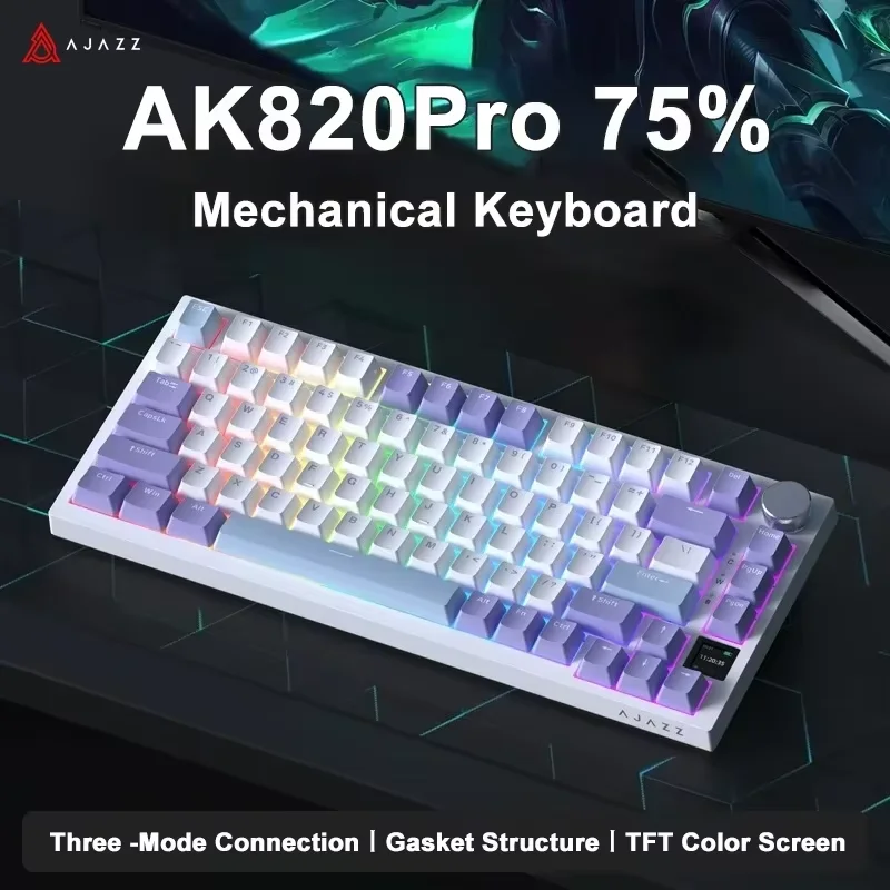 kf-Sb4579999d6df4605a341d01aa08da322K AJAZZ AK820 / AK820Pro Gaming Mechanical Keyboard 75% 82 Keys Wired Single Mode/Bluetooth Wireless Gamer Keyboard - Image 1